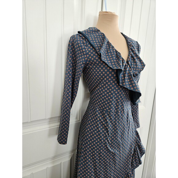 Matilda Jane Reunion Wrap Ruffle Long Sleeve Dress Blue S classic country - Picture 3 of 14